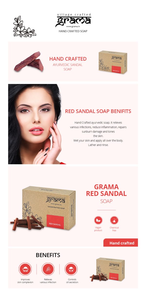 Grama Red Sandal Handcrafted Soap - Image 2