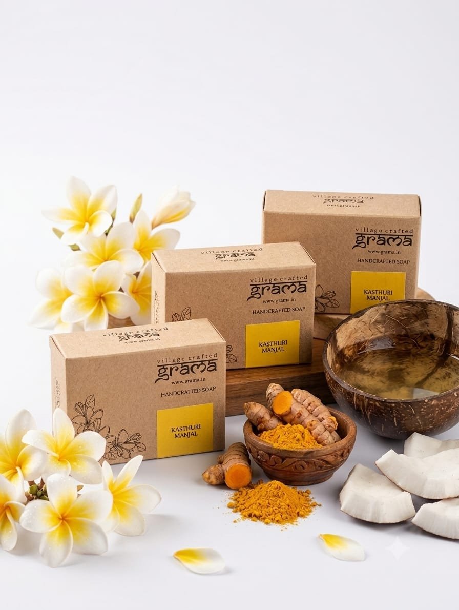Grama Kasturi Manjal Handcrafted soap - Image 2