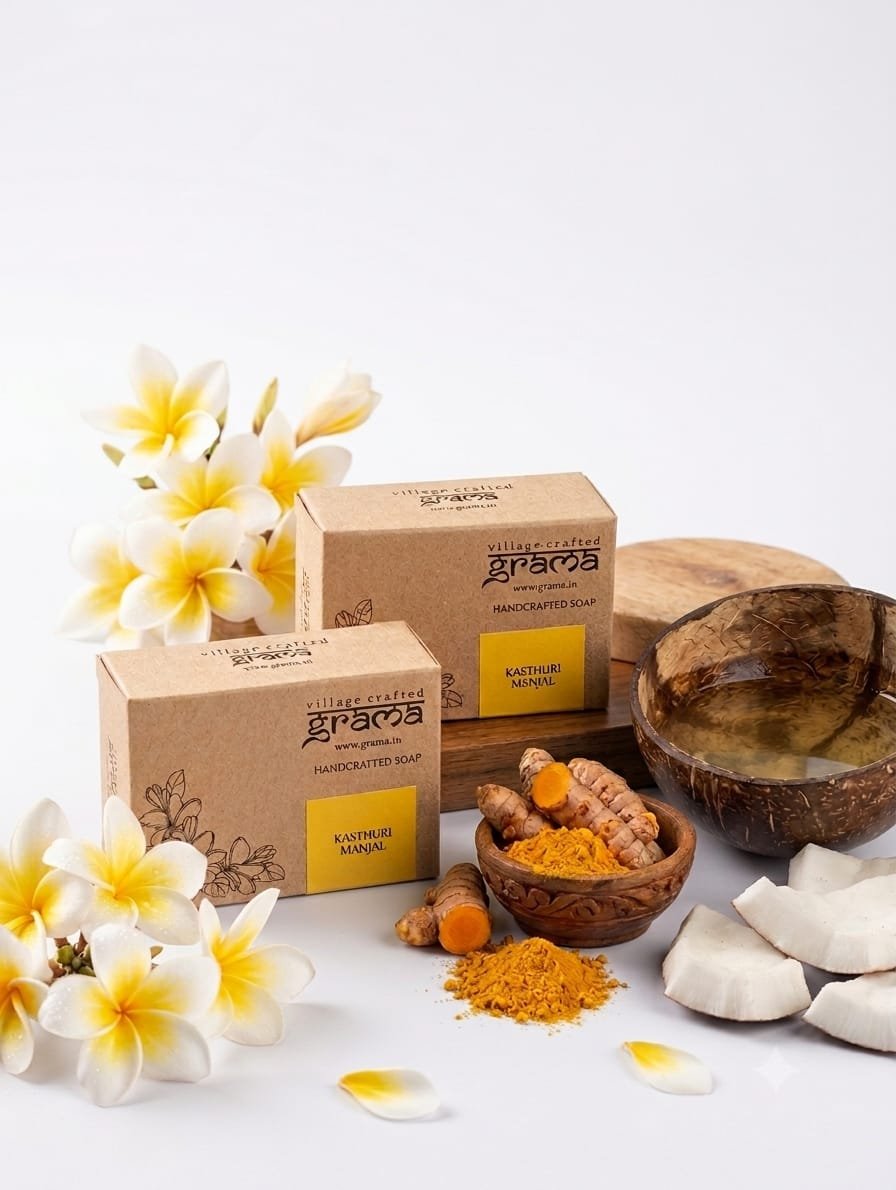 Grama Kasturi Manjal Handcrafted soap - Image 3